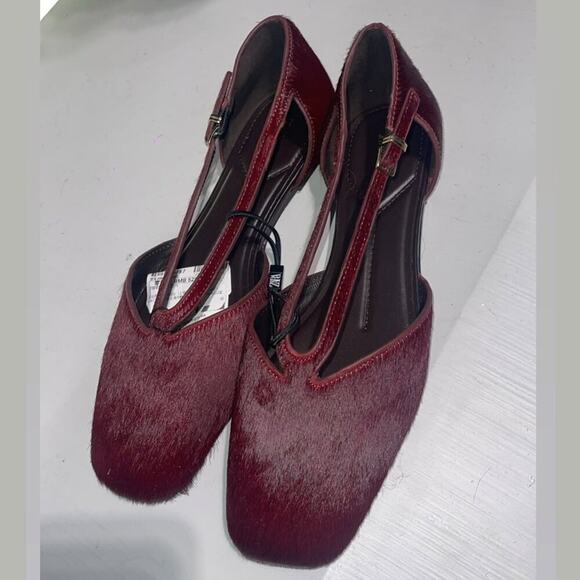 ZARA Double Strap Leather Ballet Flats NWT - Picture 8 of 16